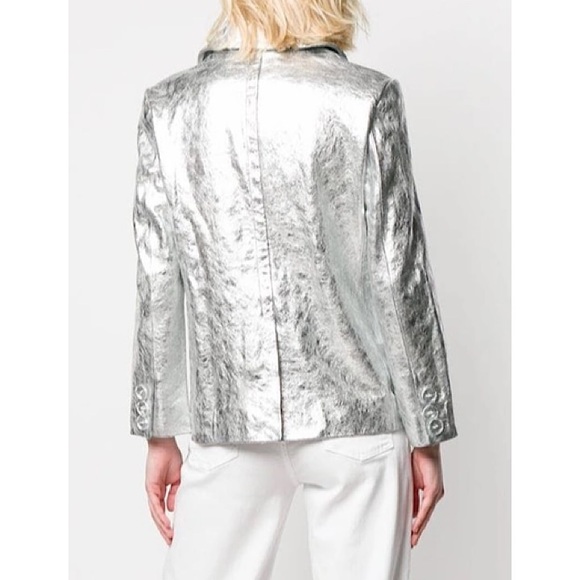 Simon Miller Metallic 100% Cow Leather Blazer in Silver - Picture 3 of 15